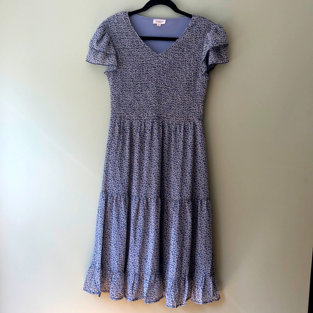 Orange Creek Ditsy Floral Blue Midi Dress Medium